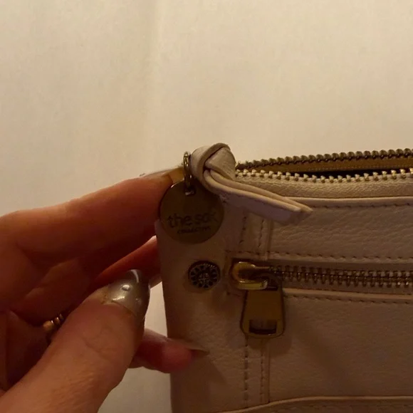 The Sak Beige Leather Wristlet with Gold Accents - Picture 7 of 10